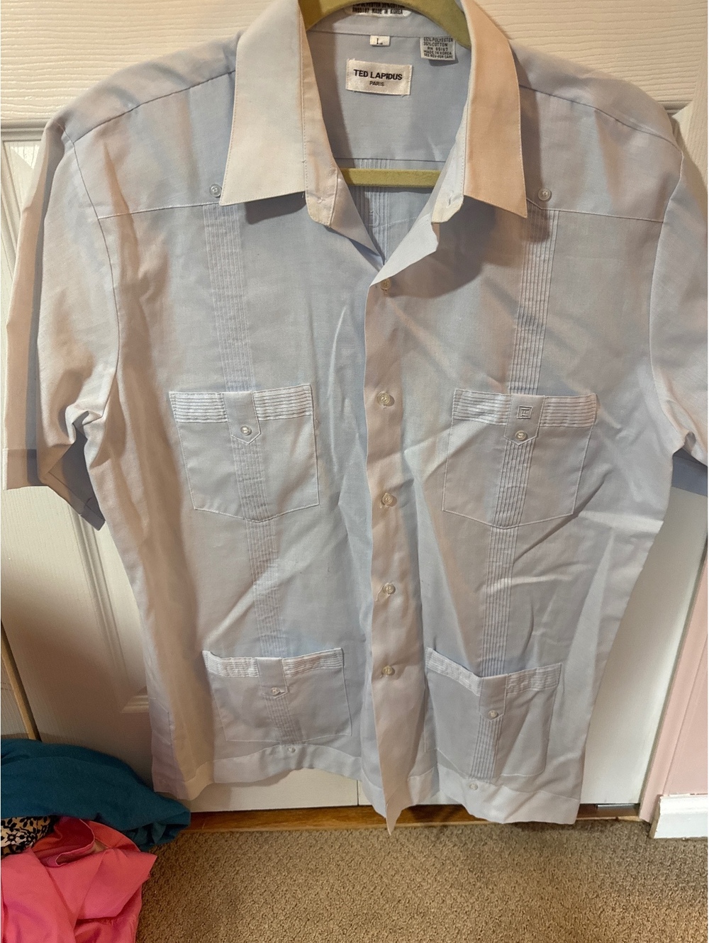 Ted Lapidus Paris Light Blue Short Sleeve Shirt Size L